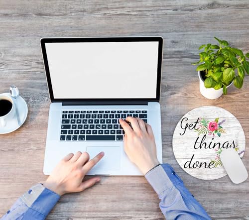 Round Mouse Pad, Get Things Done Mouse pad,Custom Small Mouse Pads with Designs,Portable Office Non-Slip Rubber Base Wireless Mouse Pad for Laptop 7.9×7.9×0.12 inches - color: Get Things Done