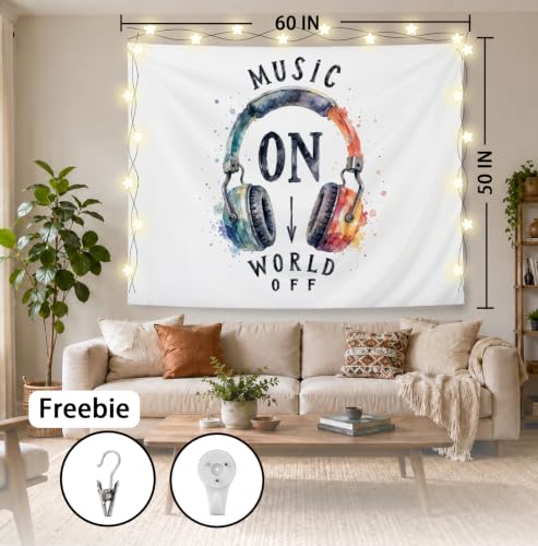 Elpwk Music Headphone Musical Tapestry Wall Decor 50x60 Inch - color: Headphone music