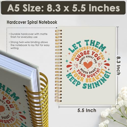 Let Them Inspirational Spiral Notebook, Motivational Journals for Women, Inspirational Positivity Journal, Let Them Misunderstand You Positive Hardcover Notebooks 5.5x8.3 - color: Let them