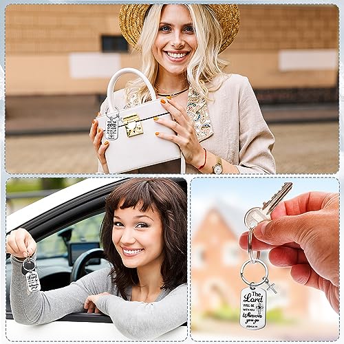Siifert 50 Set Christian Cross Keychains Bulk Christian Keychain Bible Verse Religious Prayer Gifts for Women Men - color: Rectangle Style