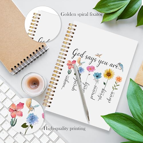 God Says You Are Christian Spiral Notebook, Floral Bible Verse Journal, Christian Gifts for Women, Church Notes Notebook, Religious Prayer Journal for Woman, 5.5x8.3 - color: Floral Christian 11
