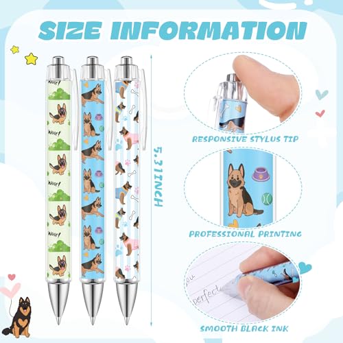 Dispowreath 12 Pcs German Shepherd Dog Retractable Ballpoint Pens - style: German Shepherd