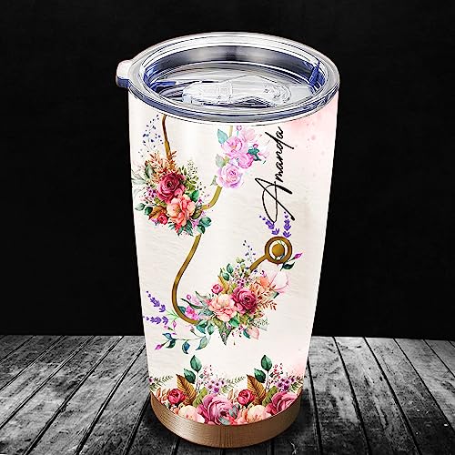 Personalized Nurse Tumbler Custom Name Stainless Steel Double Wall Vacuum Insulated Cup Travel Coffee Mug With Lid Birthday Appreciation Nurse Week Gifts For Hospital Women Girls - color: Nurse 044