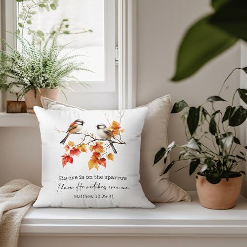 Fall Christian Chickadee Bird Throw Pillow Covers 18x18 - color: Sparrow