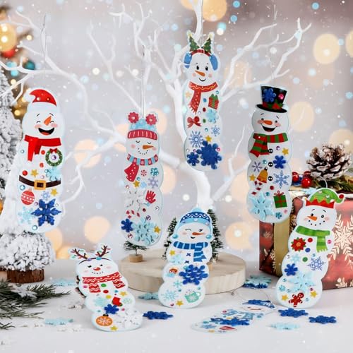 Frienda 48 Set Christmas Snowman Craft Kit DIY Bookmarks Ornaments Art Sets - style: Snowman