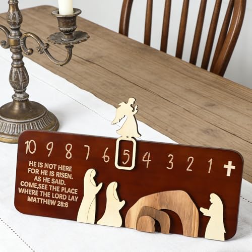 Wooden Easter Tomb Scene, Empty Tomb Decor with Easter Countdown