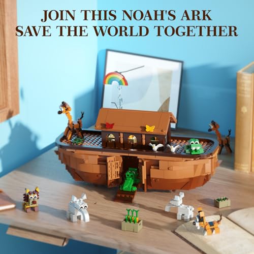 Noah's Ark Building Blocks Set - 845 PCS Deluxe Bible Story Model Kit for Adults, Boys & Girls, Interactive Religious Construction Toy, Ideal Christian Gift for Birthday, Baptism & Easter