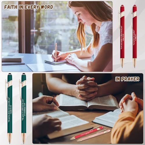 Bible Verse Ballpoint Pens with Stylus, Retractable Christian Writing Pens