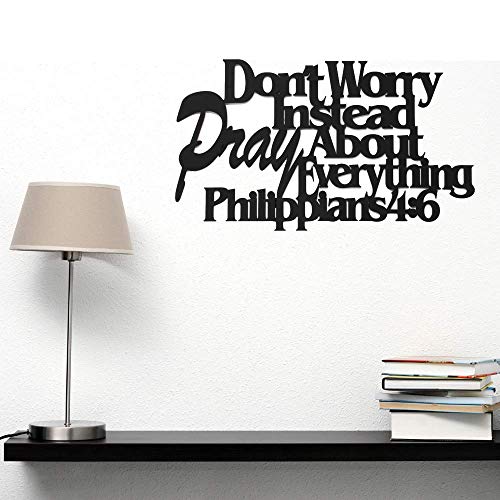 Inspirational Word Art, Christian Faith Biblical Verse Wall Sign, Hand-Made Wooden Decoration Plaque for Home, Office, Church (Don't Worry Instead Pray About Everything) - color: Pray About Everything