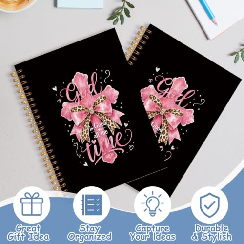 Pink Christian Religious Cross Notebook Journal for Women, 5.5x8.3 - color: white-Pink Religious Cross