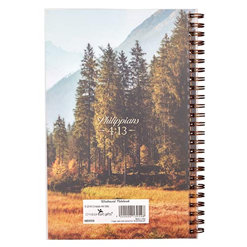 Christian Art Gifts Spiral Notebook: All Things Through Christ - Phil. 4:13, Gifts for Men, Prayer Journal, Christian Journal, 128 Lined Pages w/Scripture, Soft Cover, Wilderness (8.5" x 5.9")