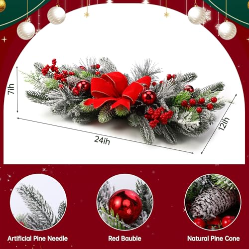 24'' Christmas Table Centerpiece Christmas Swag Decoration for Dining Table