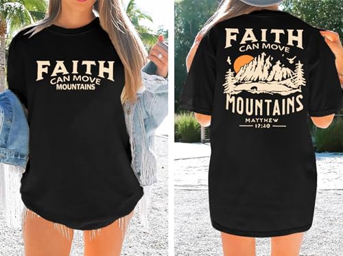 Christian Faith Shirts for Women Jesus Shirt YHWH Inspirational Bible Verse T-Shirt Religious Oversized Graphic Tee - color: Black, size: XX-Large