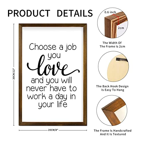 Christian Gift Bible Verse Frame Wall Sign Choose A Job You Love, and You Will Never Framed Signs for Home Rustic Framed Wooden Sign for Living Room Kitchen 12x8in Housewarming Gift - color: A-7, size: 8"L x 12"W