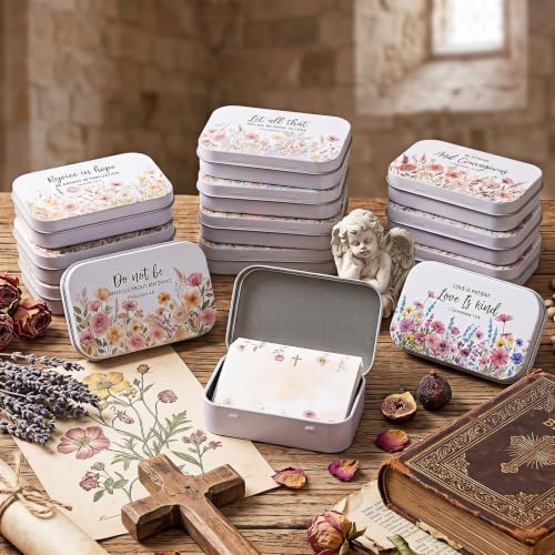 Rtteri 12 Pcs Prayer Boxes with Cards Christian Women Gifts, Pastel Floral - style: Pastel Floral