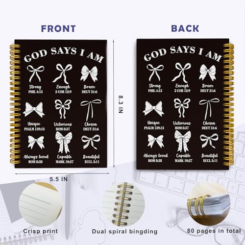 THDSE Black Bible Journal for Women, Christian Prayer Spiral Notebook - color: Black