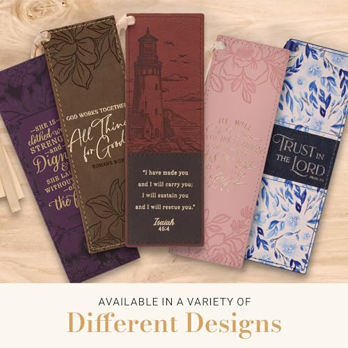 Christian Art Gifts Faux Leather Scripture Bookmark: All Things for Good - color: Brown Floral/All Things