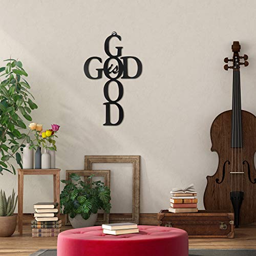 God is Good Black Cross Metal Wall Art Hanging Sign Nice Religious Decor Present for Home Wall Decoration in Family Office (Metal, 8.67 x 13.77 Inch) - size: 8.67 x 13.77 Inch