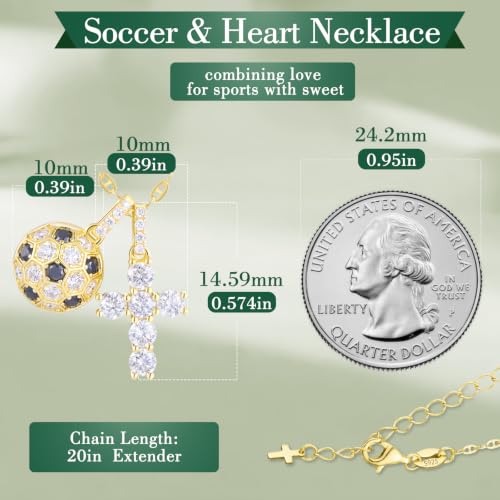 Moissanite Double Cross Necklace, Women Moissanite Diamond Cross Pendant - color: 14K Gold Vermeil+Football