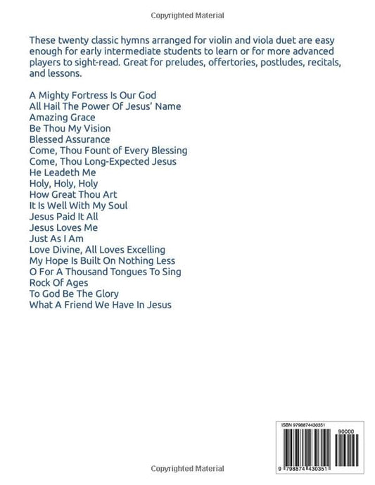 20 Greatest Hymns for Violin and Viola Duet