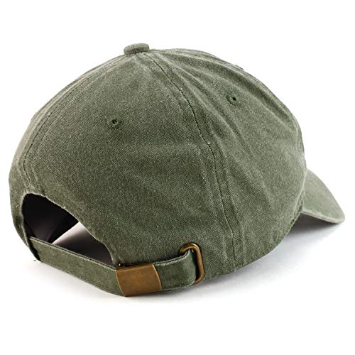 Trendy Apparel Shop Dad Embroidered Pigment Dyed Low Profile Cotton Cap - color: Olive