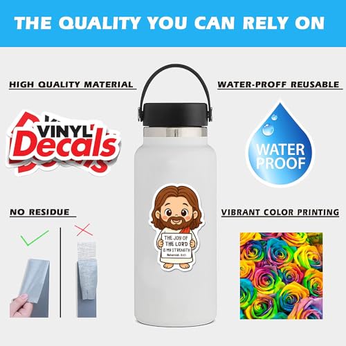 Jesus Sticker 3Pcs Decals Vinyl Waterproof - Journaling The Joy of the Lord is My Strength Nehemiah 8:10 Sticker for Water Bottles, Phone Laptop - color: Nehemiah 8:10