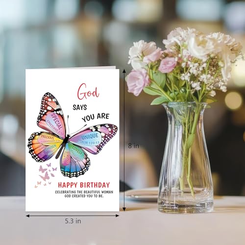 Religion Birthday Card for Women, Christian Bday Cards for Friend Mom Sister Coworker Catholic Female, Butterfly Birthday Card for Her, Inspirational Bday Cards Gift - color: Religion Birthday
