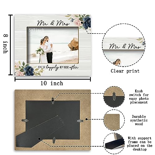 FONDCANYON Mr & Mrs Picture Frame, Wedding & Marriage License Frame, Gifts for Newlywed 5x7
