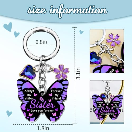 OEHEDOU Butterfly Gifts Keychain For Women Men Family Members Memorial Gift - color: Black and Purple