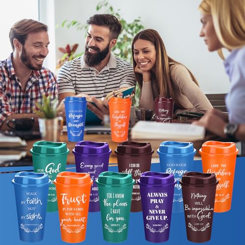 Skylety 20 Pack Christian Gifts Bulk 16oz Bible Verse Tumbler with Lids - color: Retro Color