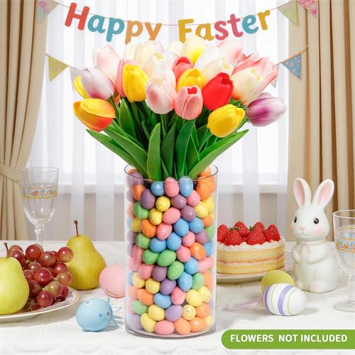 ALFEVA Easter Decorations-Vase in Vase and Approx 100pcs Easter Eggs Filler, Vaseset Ready to Display,Spring Decorations for Home Table (No Flowers) - size: 3.9"/2.1"vase&Eggs No Flowers