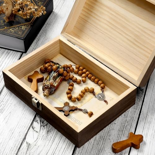 CroBlissful Memory Keepsake Box for Baptism Gifts Christening Wooden Gift Box 8.6 x 5.1 x 2.4 Inches Storage for Boys, Girls Jewelry Storage for Baptism Catholic Memory Keepsake(Cross) - style: Cross