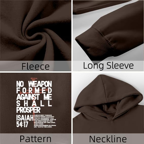 Christian Hoodies for Men Jesus Religious Faith Tops - color: Brown, size: Medium
