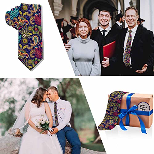 Love Red Heart Men's Tie Romantic Valentines Day Men's Necktie Ties for Mens Daily Wedding Party Business - color: Colorful Ethnic Floral