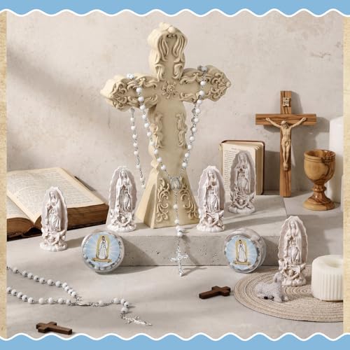Our Lady of Guadalupe Statues with Scented Rosary Necklace,White,60 Pcs - color: White