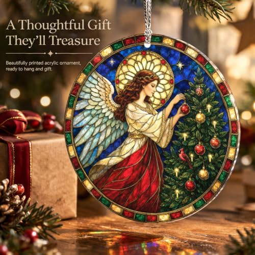 Angel Christmas Ornament - Christmas Tree Angel Ornament - Christian Christmas Ornaments - Religious Holiday Decor - Angel Gift - Xmas Keepsake for Family - color: Agl
