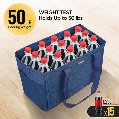 BALEINE Soft 9 Gallon Extra Large Utility Tote, Foldable Reusable Storage Bag (Denim Blue) - color: Denim Blue, size: 1-Pack