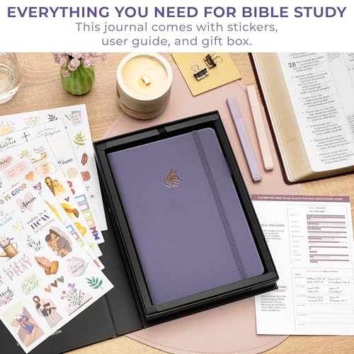 Clever Fox Bible Study Journal Premium Guided Notebook 5.8x8.3 Lavender - color: Lavender, size: A5 (5.8″ x 8.3″)