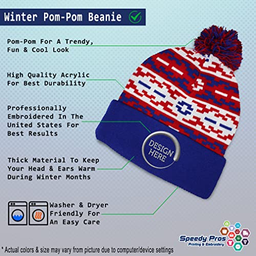 Pom Pom Beanies for Women Faith Christian Cross Embroidery Skull Cap Winter Hats for Men Acrylic 1 Size - color: American Pixel Personalized Text Here
