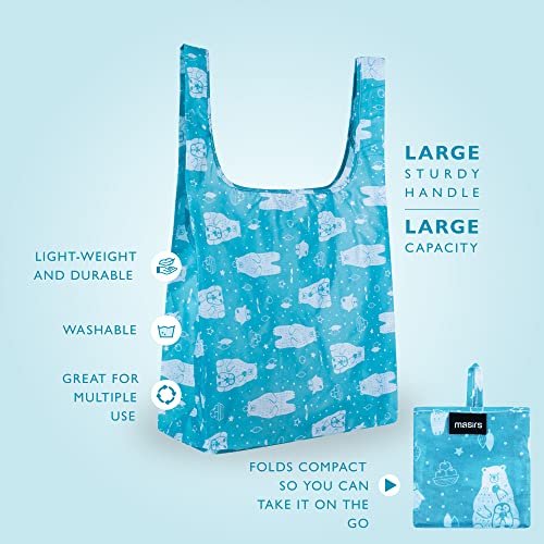 Masirs Reusable Grocery Bags 6 Pack Foldable, Washable Large Shopping Totes - color: Animal Pattern