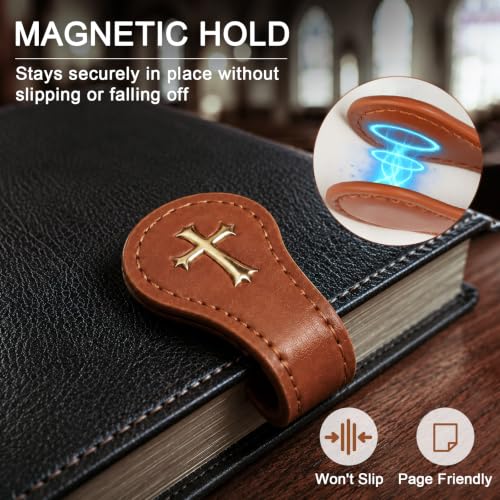 Magnetic Leather Bookmarks PU Leather Magnetic Bookmark Clips for Reading