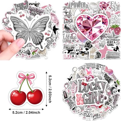 50PCS Pink Silver Y2K Stickers Waterproof Vinyl - color: Style03