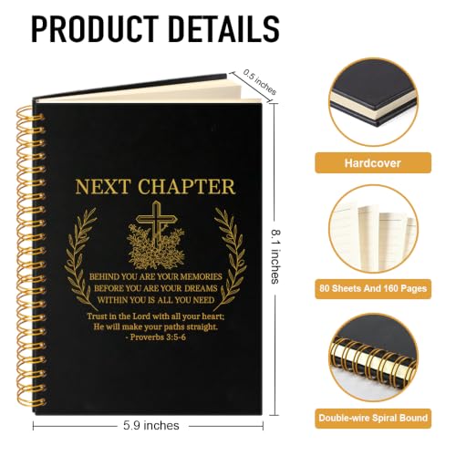 Next Chapter Hardcover Spiral Notebook, Funny 160 Pages Journal Lined Notebook for Coworker, New Beginning Gifts for Family Friend, Retirement Farewell Gifts for Colleague Leader Boss - color: Black111