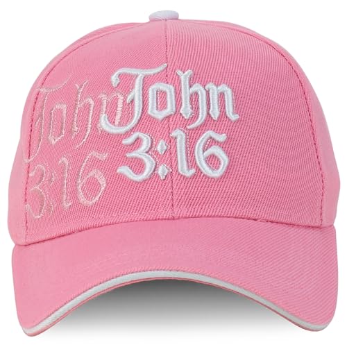 Trendy Apparel Shop John 3:16 I Love Jesus 3D Embroidered Christian Structured Baseball Cap - color: Pink White