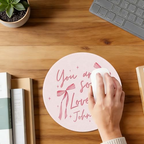 Coquette Pink Bow Mouse Pad,Girly Office Supplies, Girly Preppy Bow Mousepad Mouse Mat with Non-Slip Rubber Base for Home Office Desk Accessories,7.9x7.9 Inch - color: Color-1