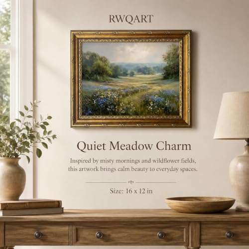 Framed Wildflower grassland Canvas Wall ArtFarmhouse Artwork 16x12 Inch - color: Framed Wildflower grassland 36, size: 16"L x 12"W