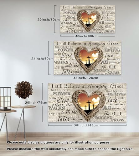 Cao Gen Decor Art Amazing Grace Christian Wall Art Canvas Cross Decor - color: Brown, size: 58"L x 29"W