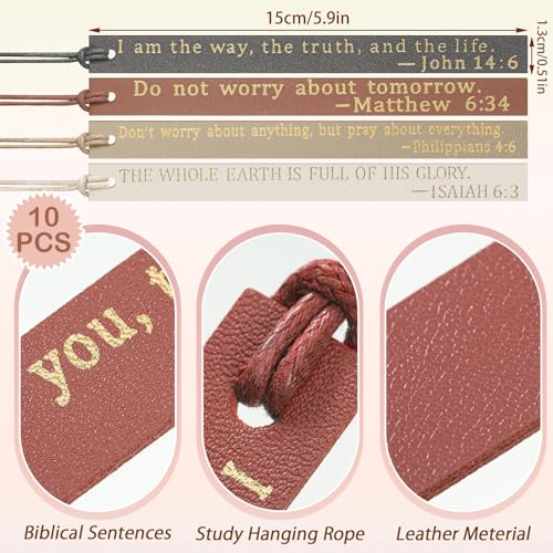 Skyygemm 10 Pcs Christian Bookmarks Christmas Gift for Women, Black Brown - color: Black Brown