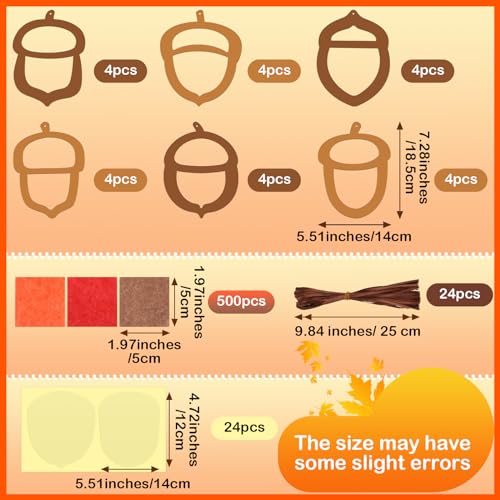 Chiisong 24 Sets Fall Acorn Crafts Kit Fall Paper Acorn Suncatcher Craft - style: Fall Acorn