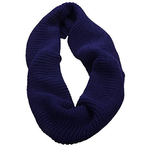 NEOSAN Womens Thick Ribbed Knit Winter Infinity Circle Loop Scarf - color: Navy Blue